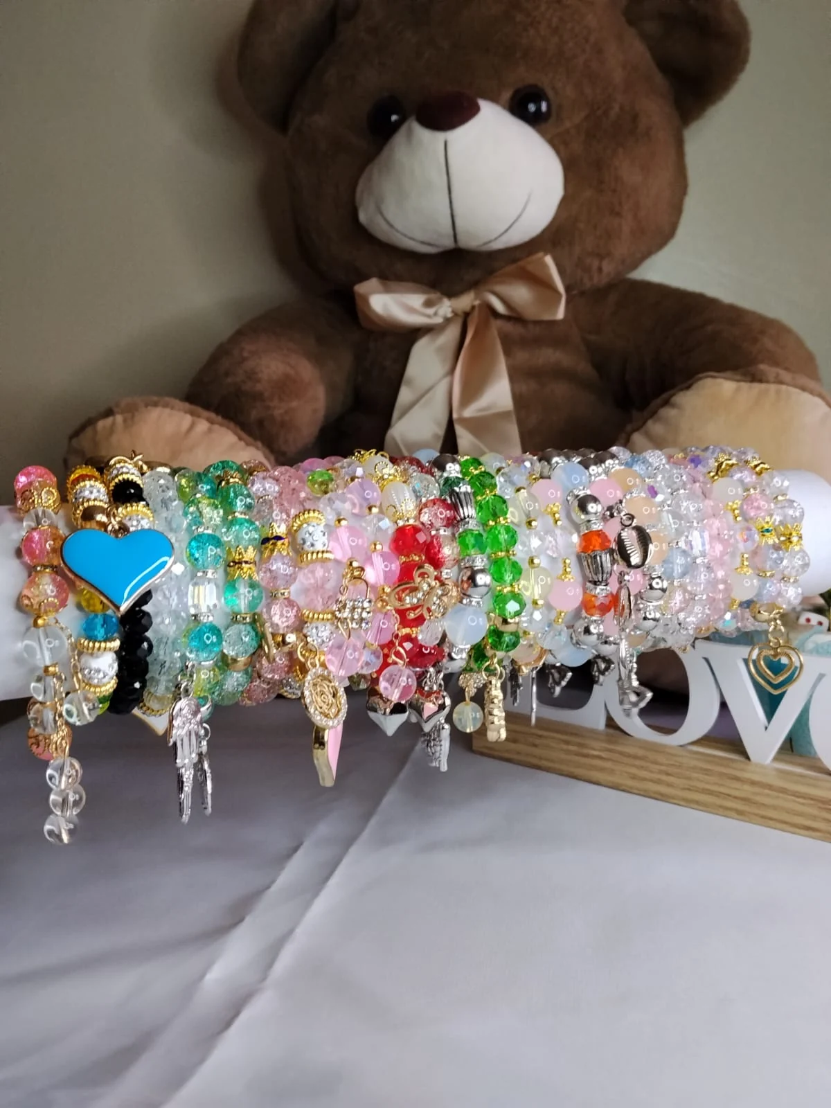 Aura Crystal Charm Bracelet (Adjustable Glass Beaded Design)