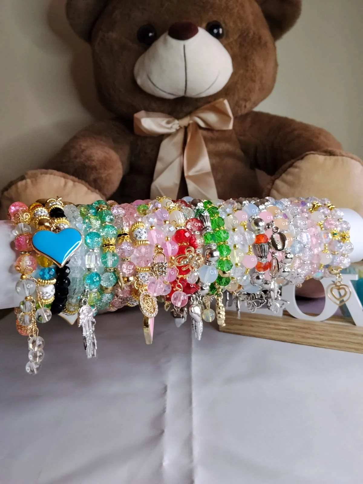 Aura Crystal Charm Bracelet (Adjustable Glass Beaded Design)